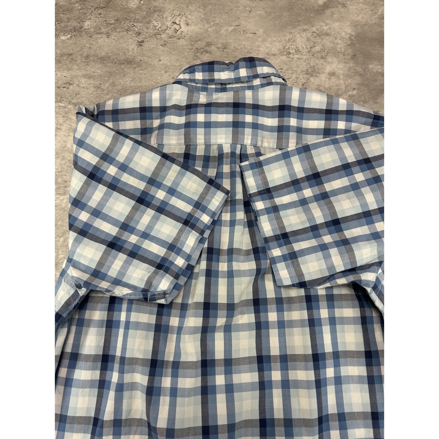 Dockers Plaid Print Short Sleeve Cropped Reworked Button Up Shirt Size Medium