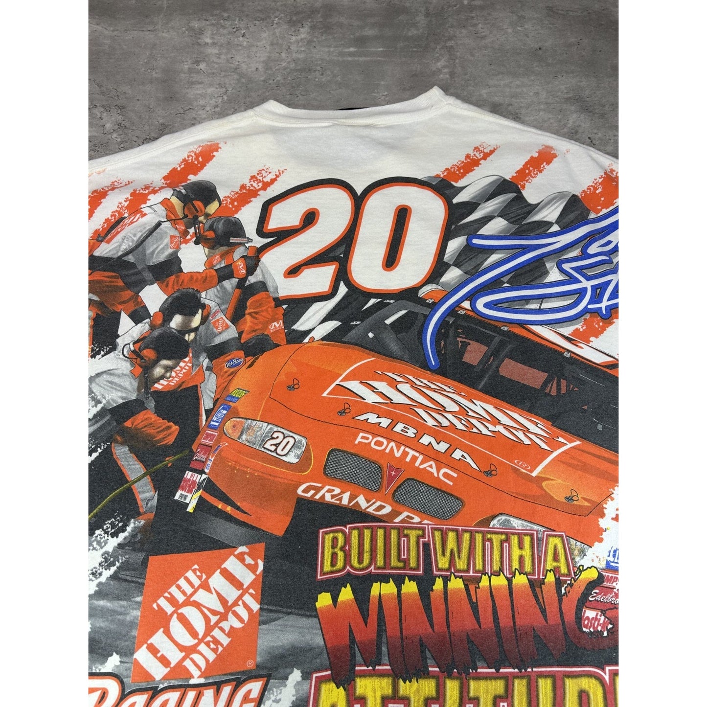 Vintage 2002 Tony Stewart Home Depot Racing Nascar AOP Graphic T-Shirt Sz XL