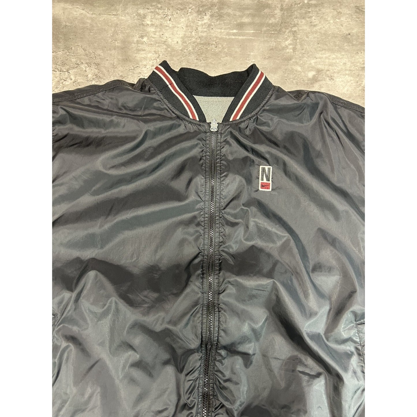 Vintage 90s Nike Embroidered Swoosh Reversible Bomber Jacket Size XL