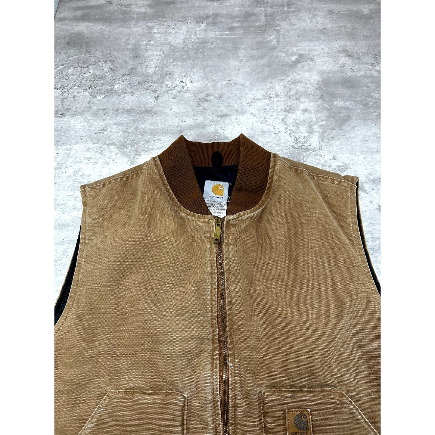 Vintage Carhartt Quilted Lined Canvas Work Wear Vest Size XXL V02 BRN