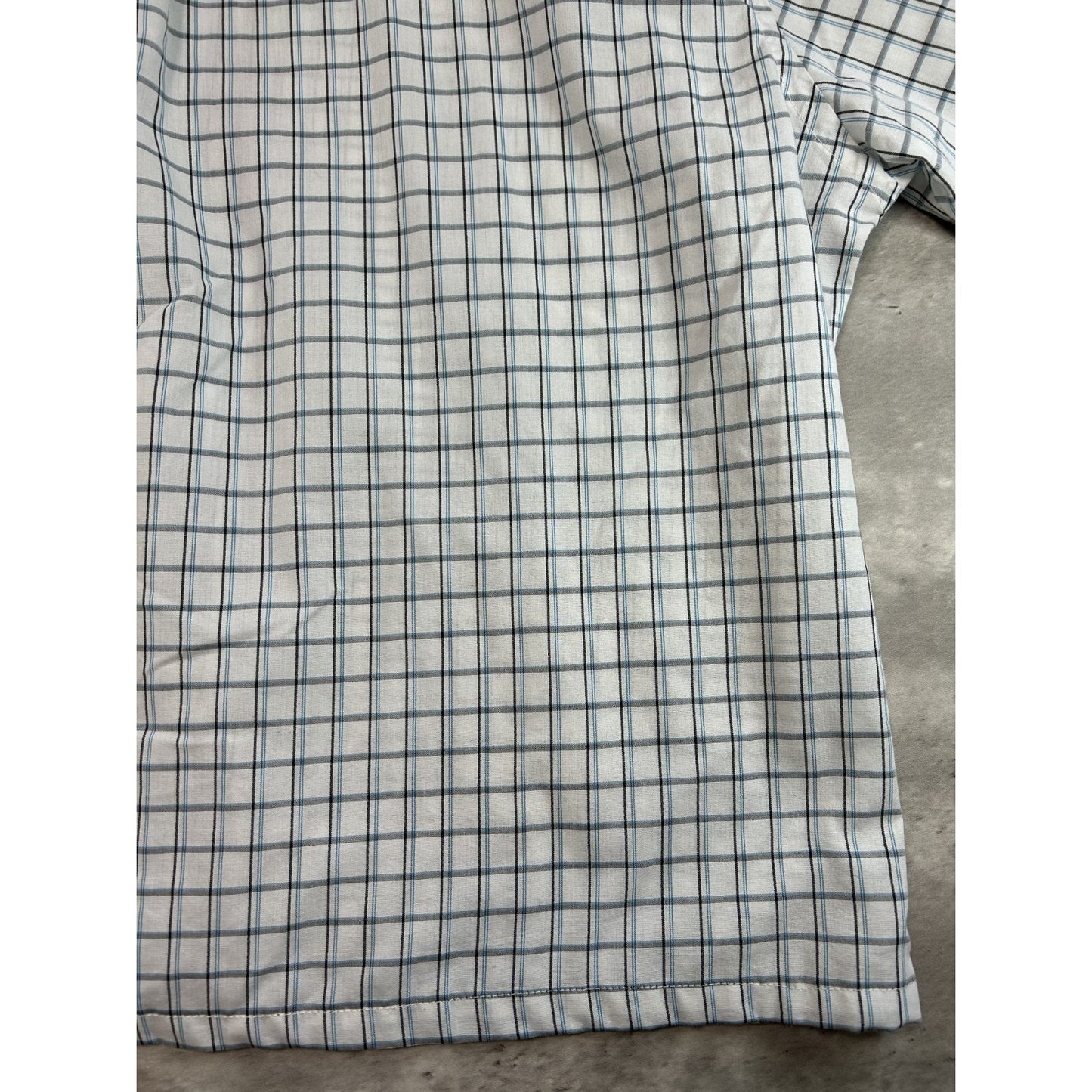 Van Heusen Plaid Print Short Sleeve Reworked Cropped Button Up Shirt Size XL