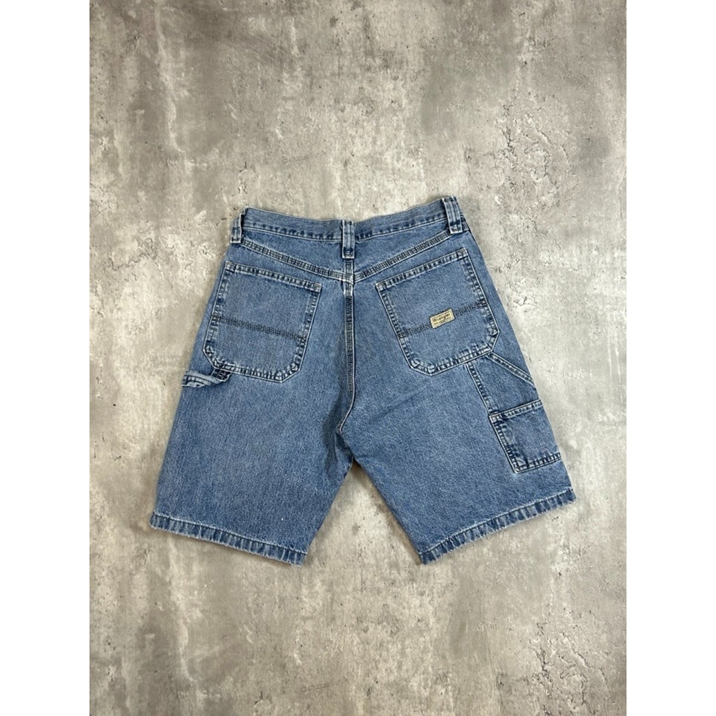 Vintage Wrangler Light Wash Denim Workwear Carpenter Shorts Size 31 Blue