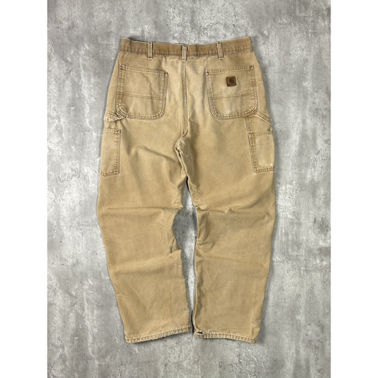Vintage Carhartt Canvas Workwear Carpenter Pants Size 36 Beige