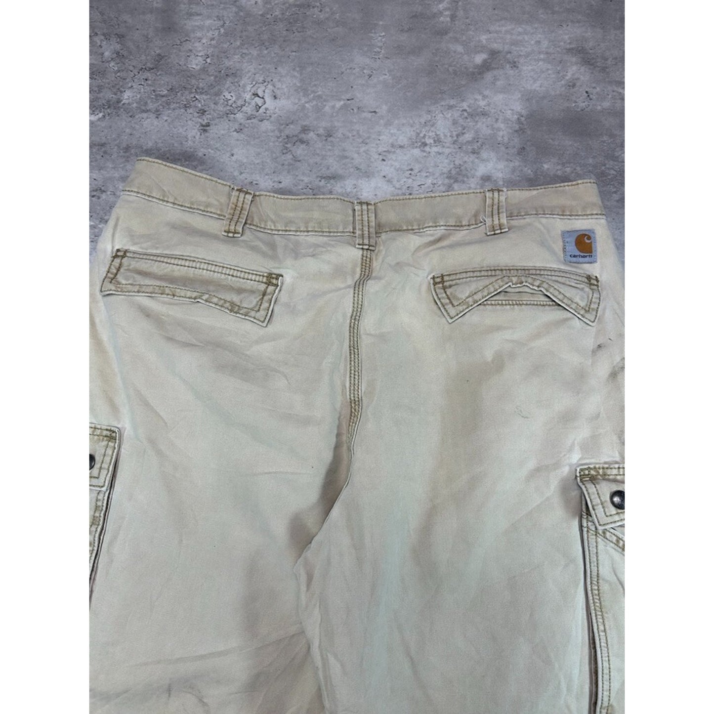 Carhartt Relaxed Fit Canvas Workwear Cargo Shorts Size 38 Beige