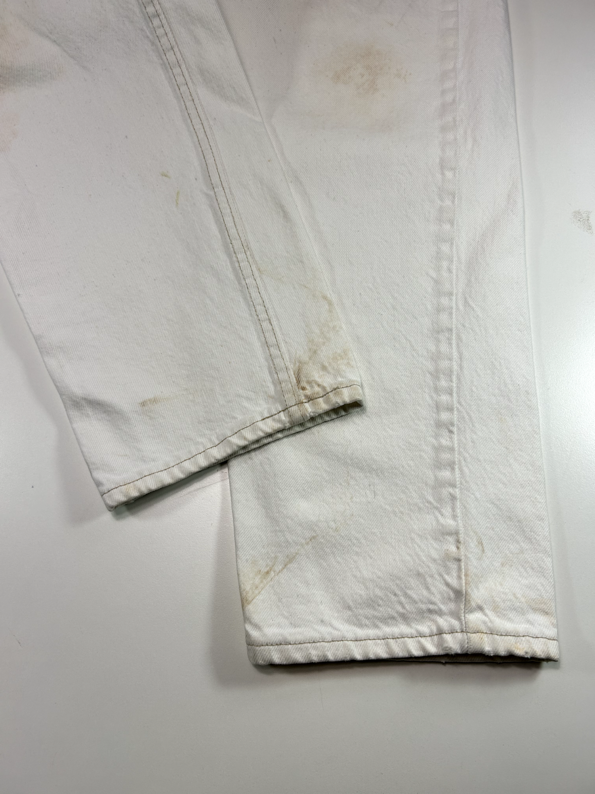 Vintage 80s Levis 550 Orange Tab Relaxed Fit White Denim Pants Size 36W