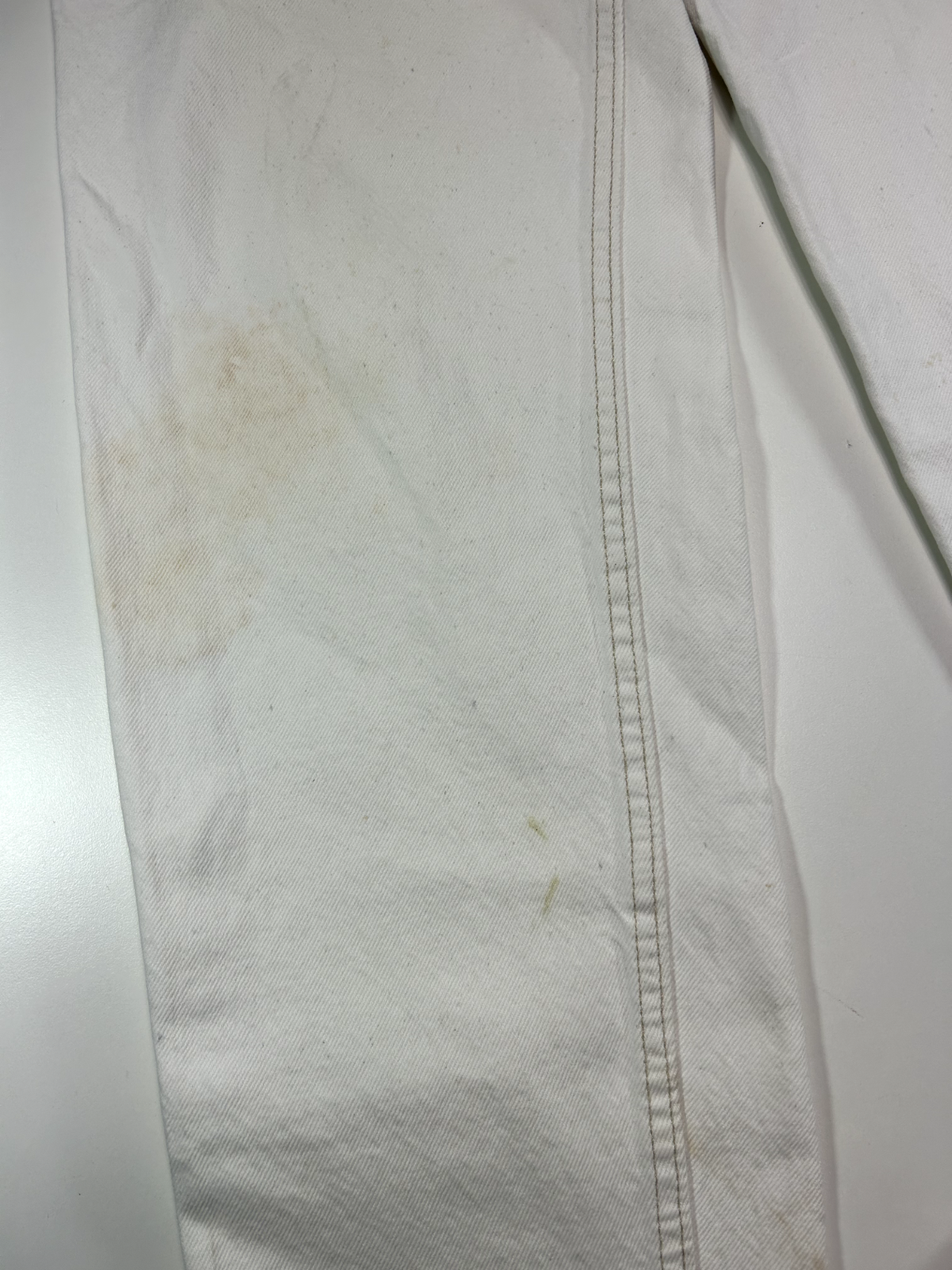 Vintage 80s Levis 550 Orange Tab Relaxed Fit White Denim Pants Size 36W