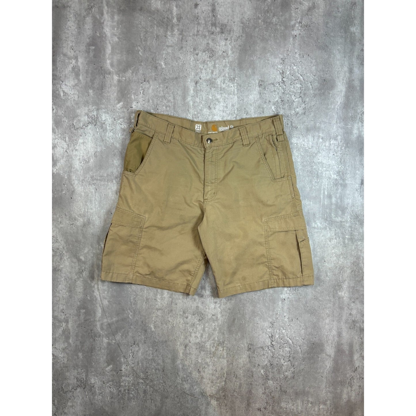 Carhartt Force Extremes Relaxed Fit Canvas Workwear Cargo Shorts Size 38 Beige
