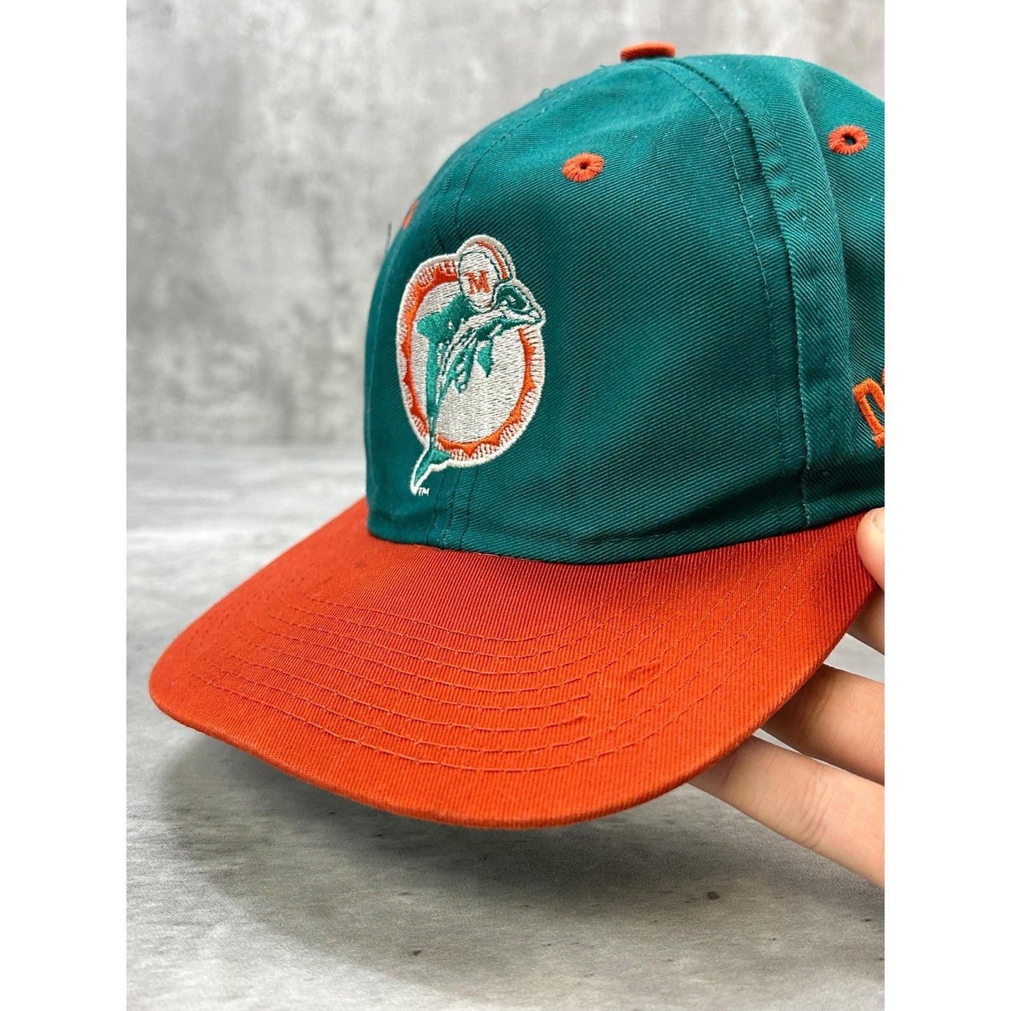 Vintage 90s Miami Dolphins NFL Embroidered Logo Football Snapback Hat OSFA
