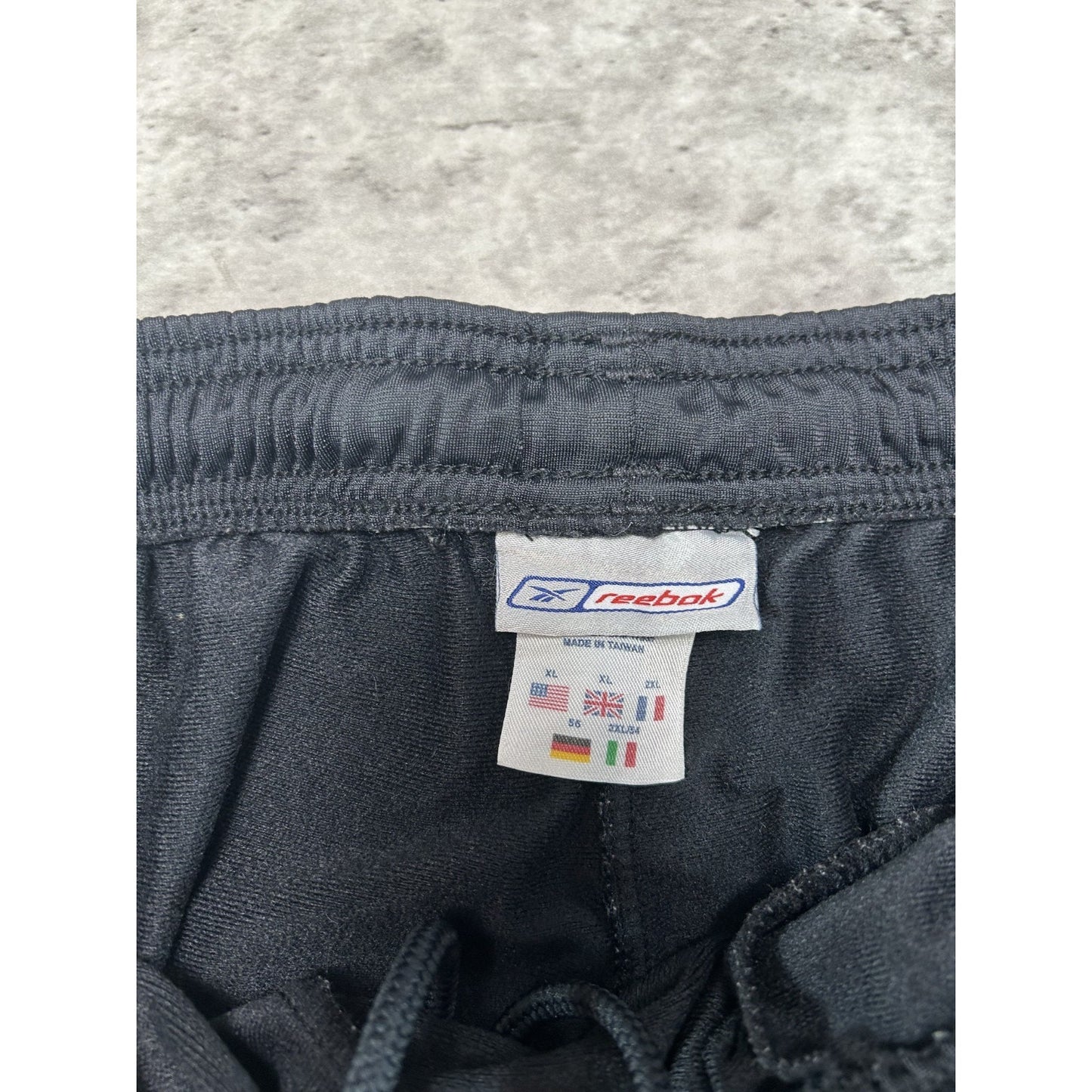 Vintage Y2K Reebok Embroidered Logo Nylon Track Pants Size XL Black