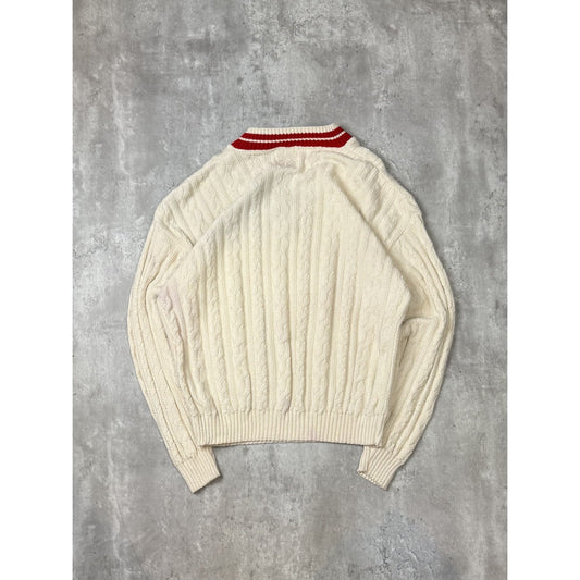 Vintage 90s MLB Player Alumni Embroidered Cable Knit V-Neck Sweater Size Large