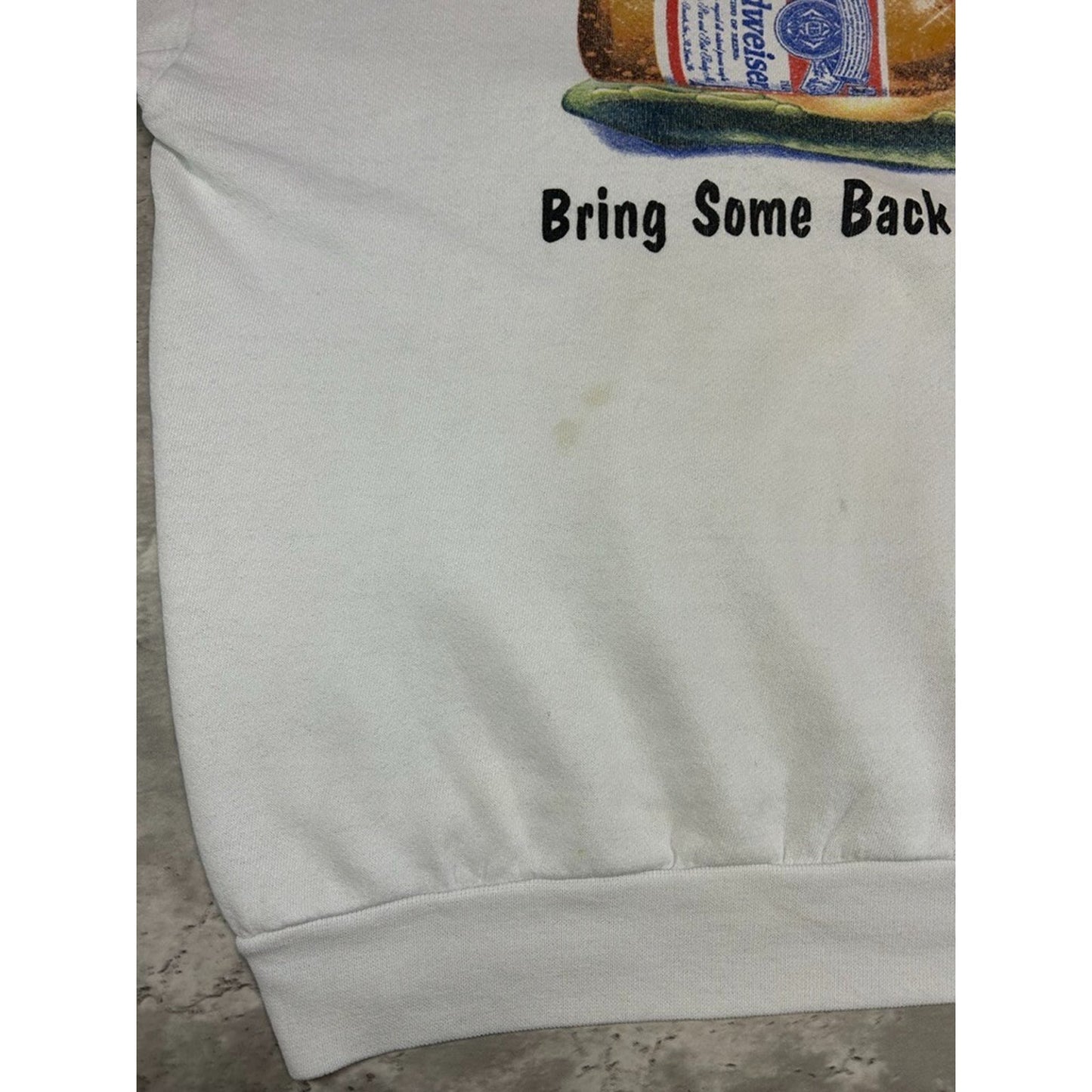 Vintage 90s Budweiser Bring Some Back To Your Pad Frog Sweatshirt Size XL
