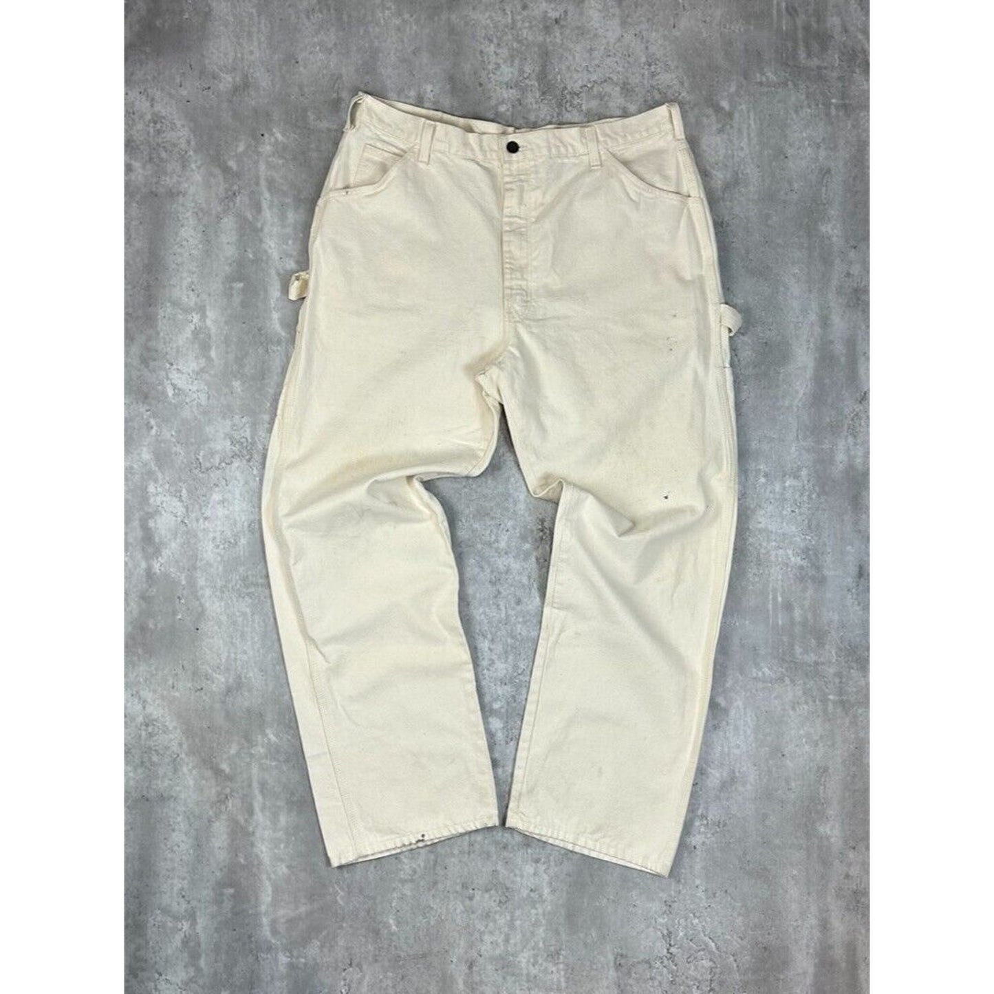Vintage Dickies Canvas Workwear Painters Pants Size 38 Cream