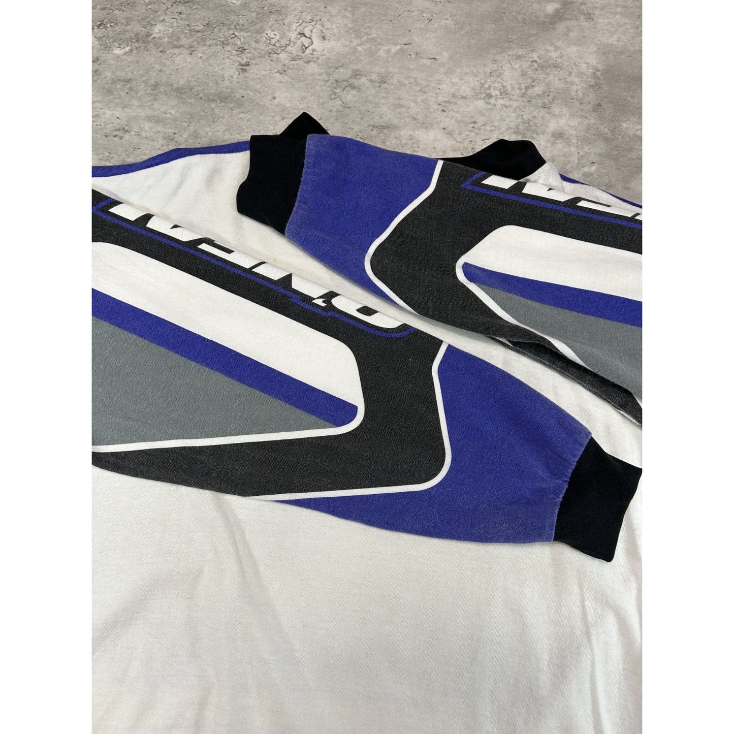 Vintage 90s Oneal Spellout Long Sleeve Cropped Motocross Jersey Size Medium
