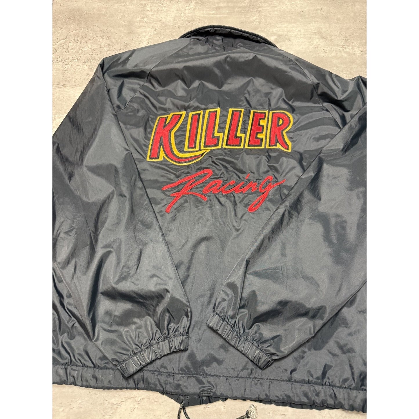 Vintage 80s/90s Killer Racing Embroidered Script Nylon Coaches Jacket Size Large