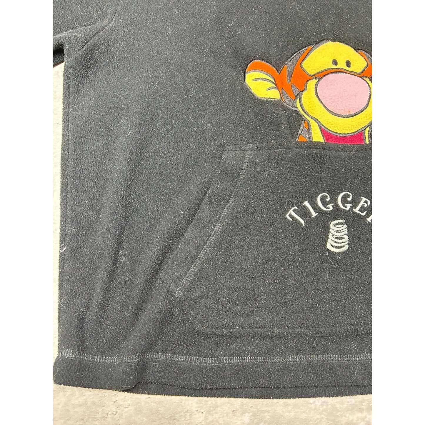 Vintage Disney Winnie The Pooh Tigger Fleece Hooded Sweatshirt Size Large Black