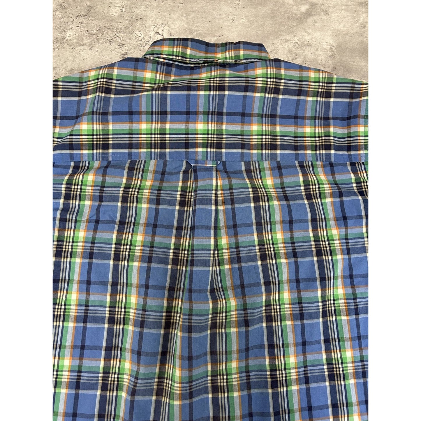 Vintage Chaps Plaid Print Short Sleeve Reworked Cropped Button Up Shirt Sz XL