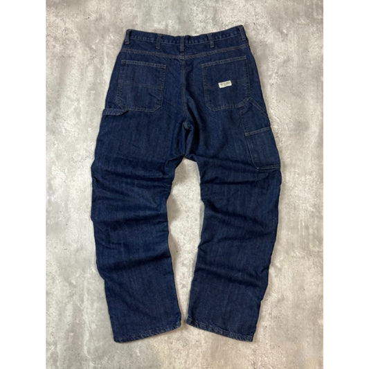 Vintage Wrangler Jeans Dark Wash Denim Workwear Carpenter Pants Size 35