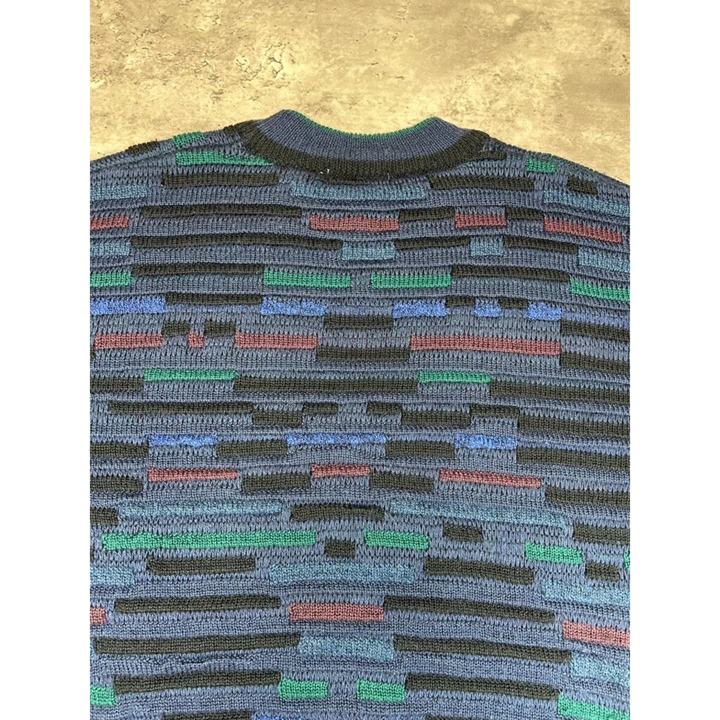 Vintage 90s Brian MacNeil 3D Striped Pullover Ribbed Knit Sweater Size Medium