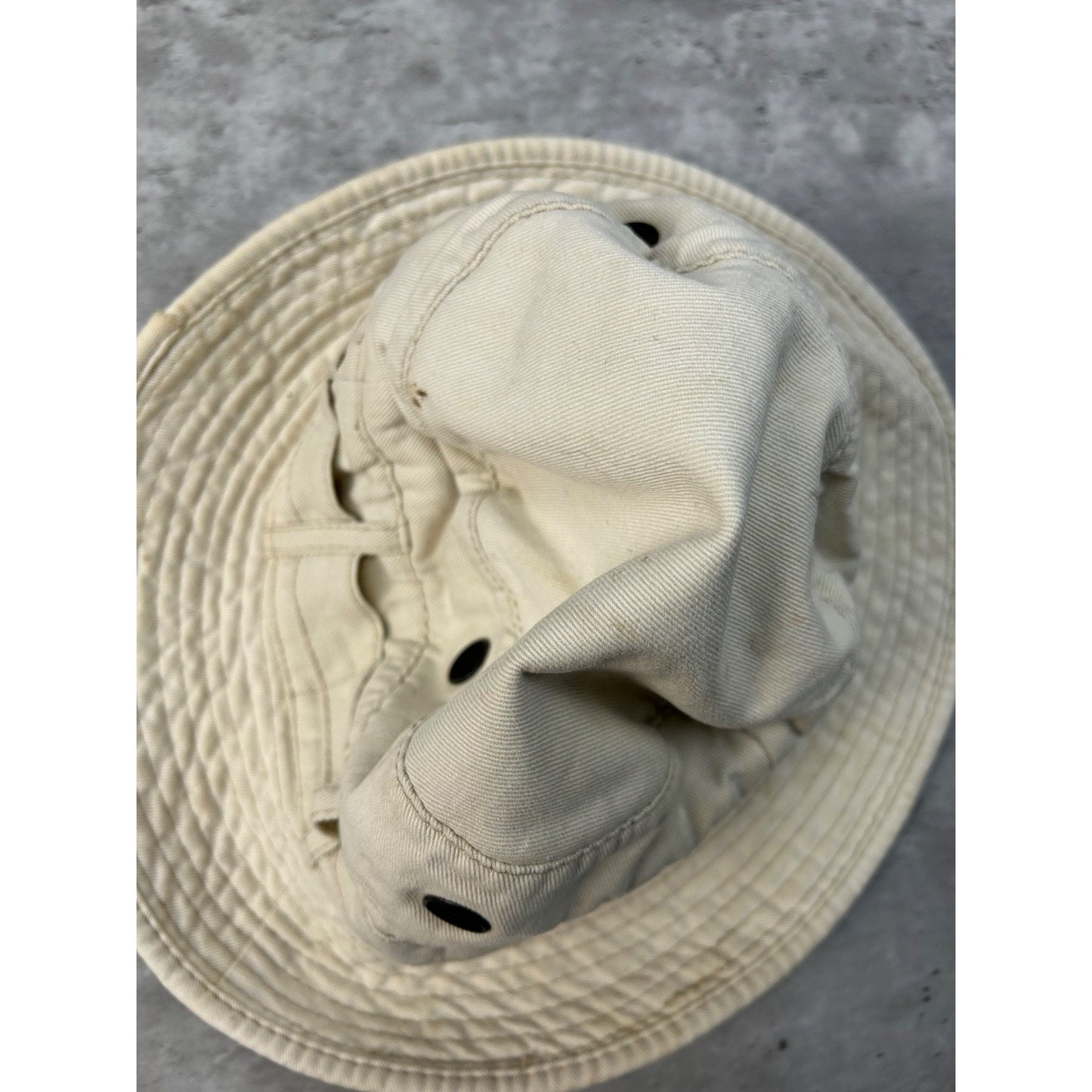 Vintage 90s Eddie Bauer Beige Canvas Fishing Bucket Hat OSFA