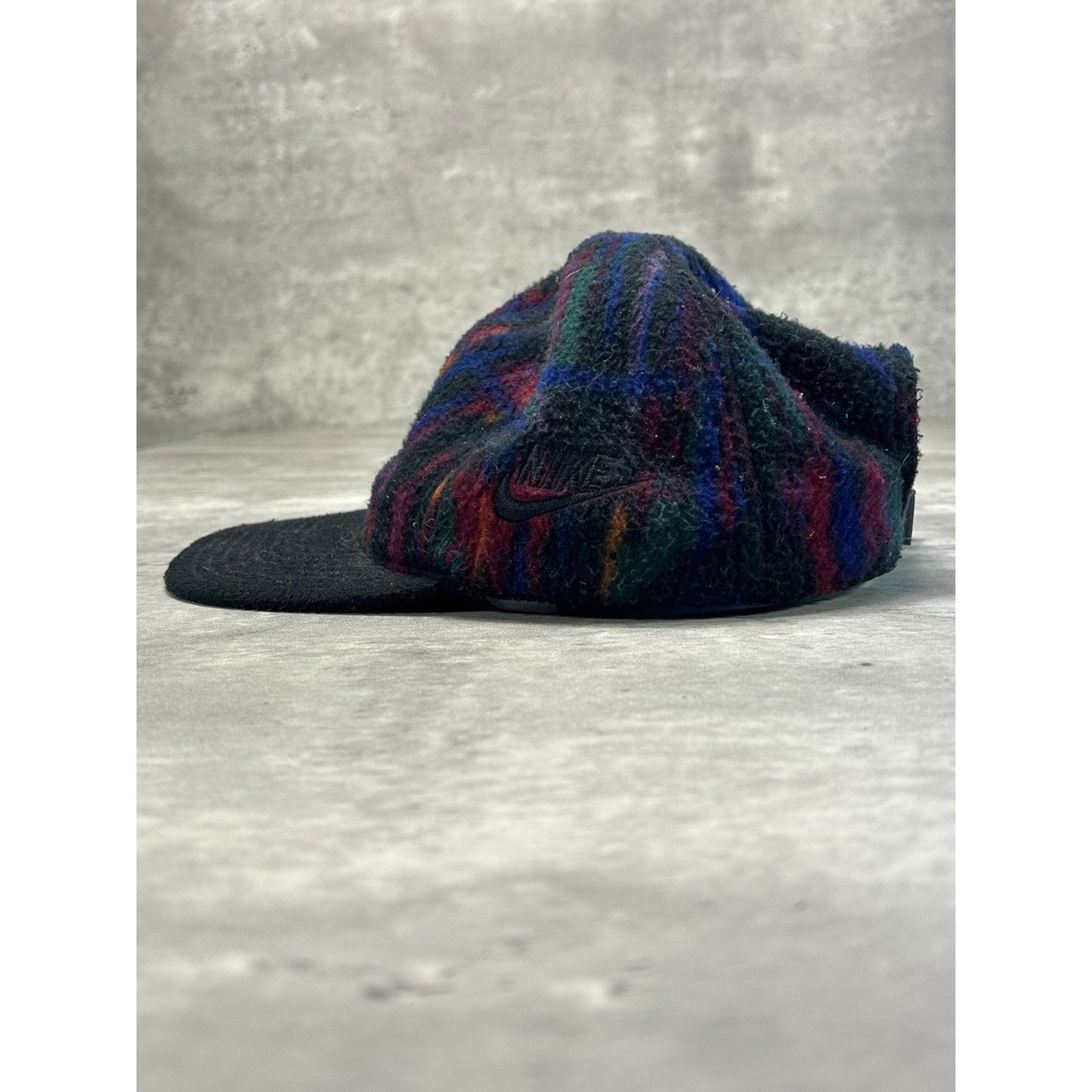 Vintage 90s Nike F.I.T Abstract Print Fleece Running Strapback Hat OSFA