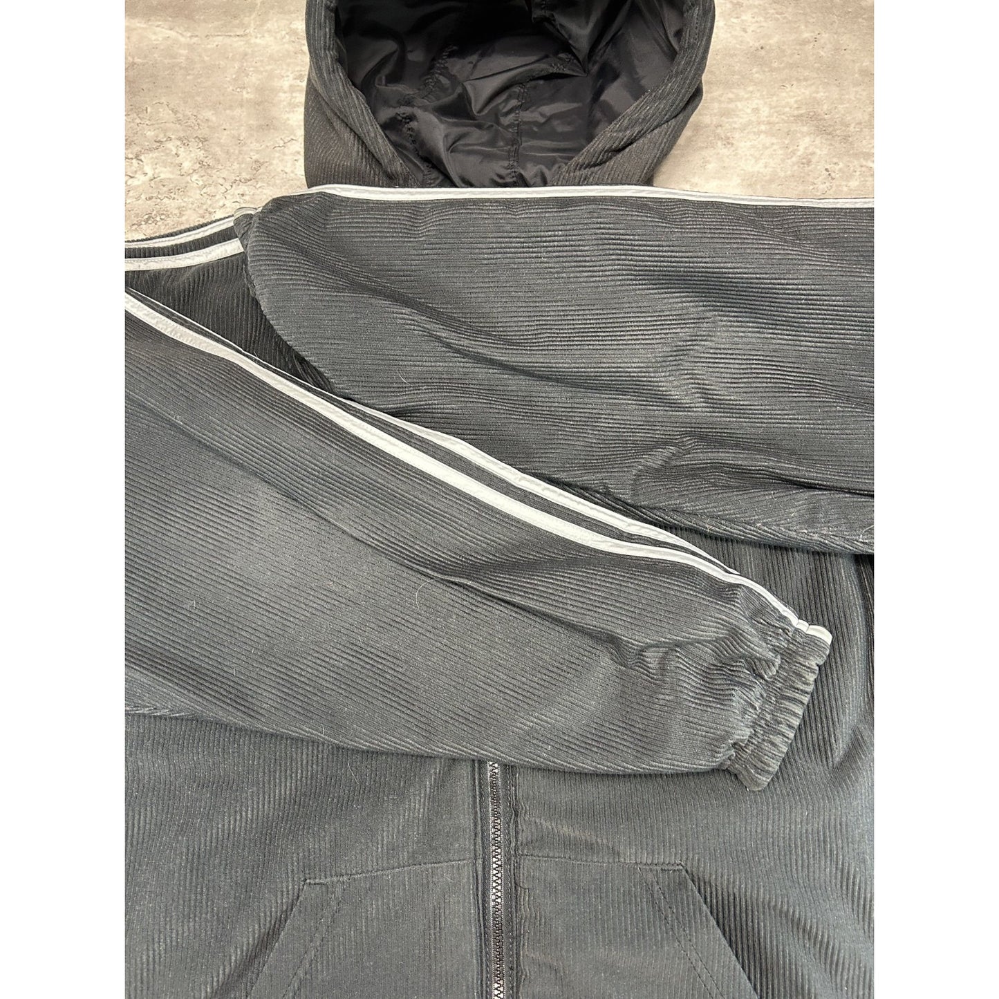 Vintage 90s Adidas Embroidered Logo Reversible Full Zip Hooded Jacket Size XL