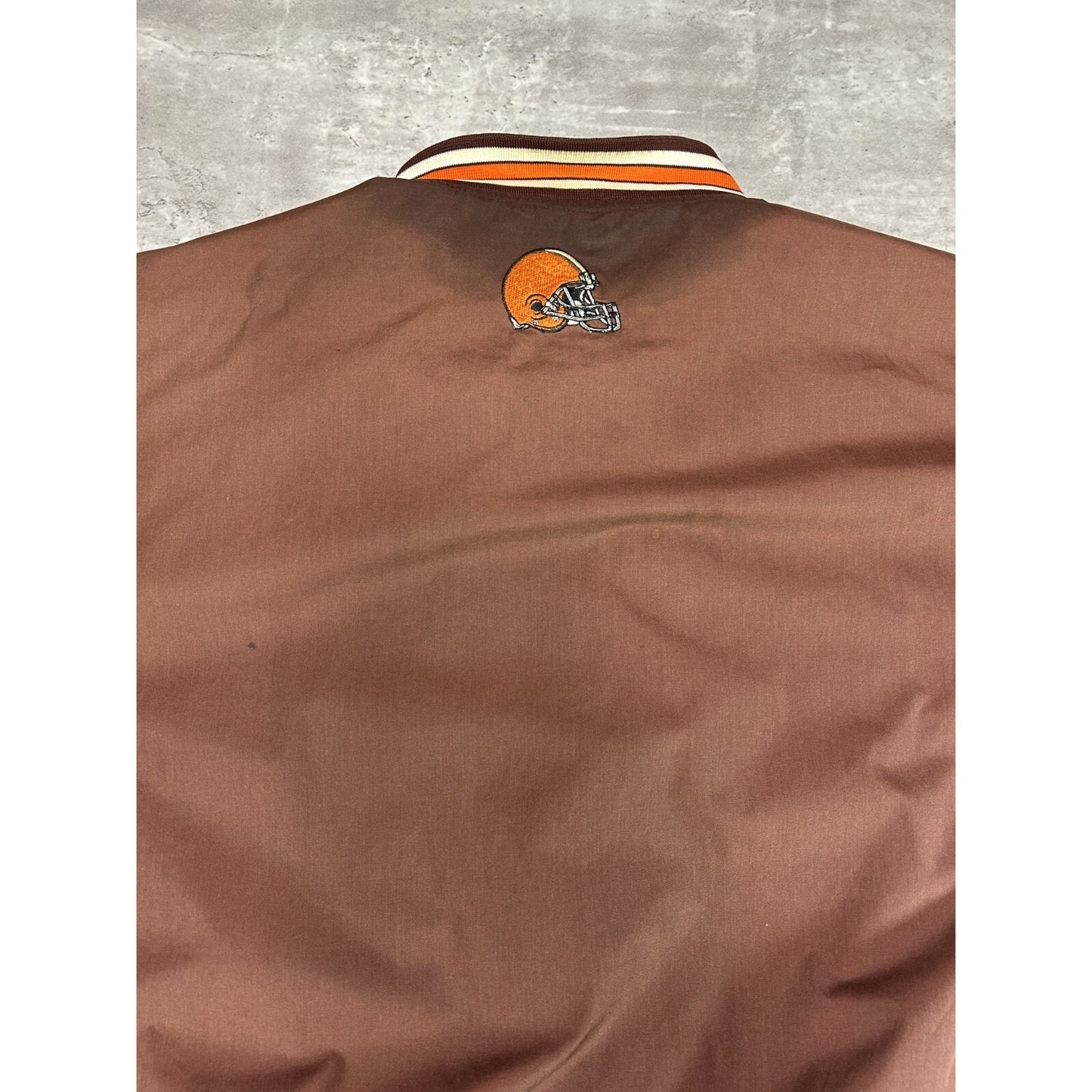 Vintage 90s Cleveland Browns NFL Embroidered Spellout Nylon Bomber Jacket Sz XXL