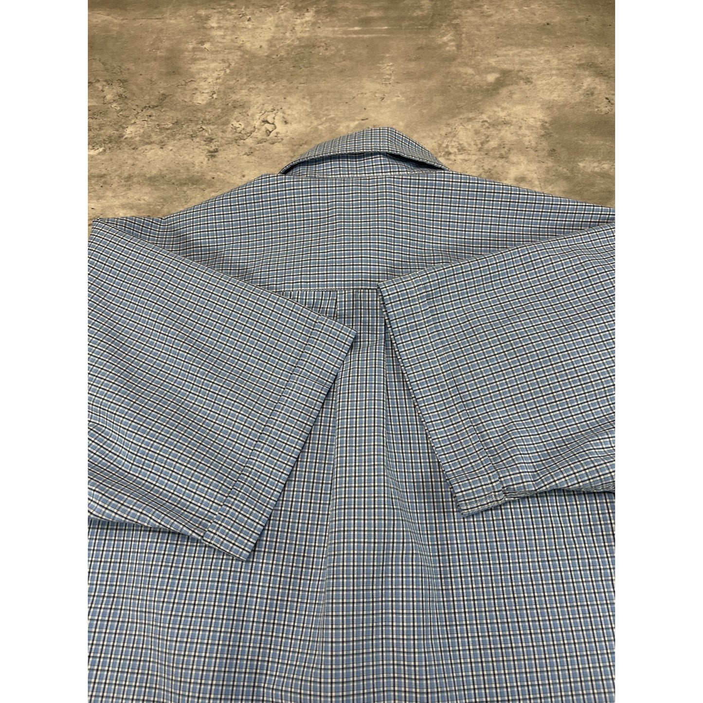 Vintage Arrow Plaid Print Short Sleeve Reworked Cropped Button Up Shirt Sz Large