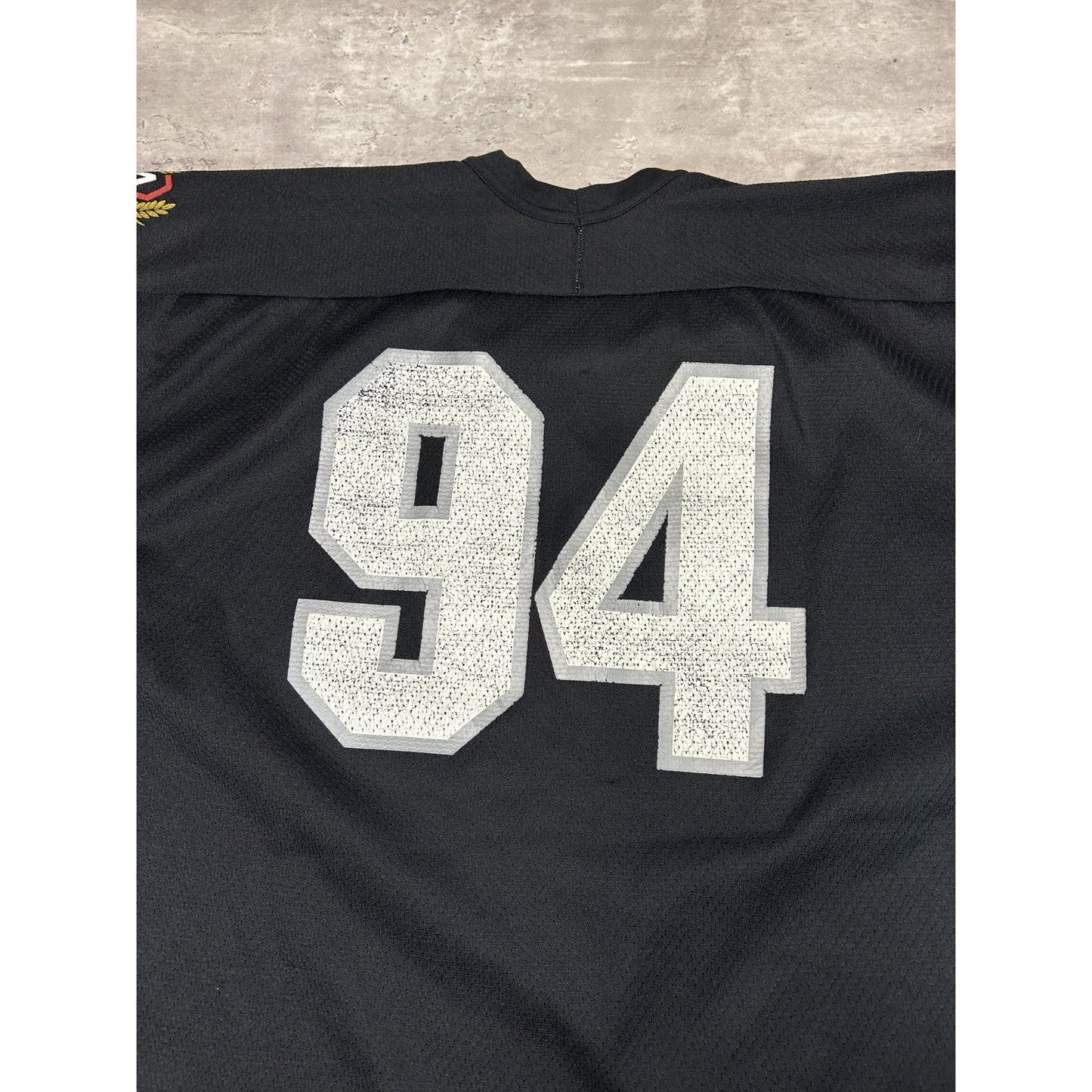 Vintage 90s Molson Ice #94 Beer Promo Spellout Hockey Jersey Size XL Black