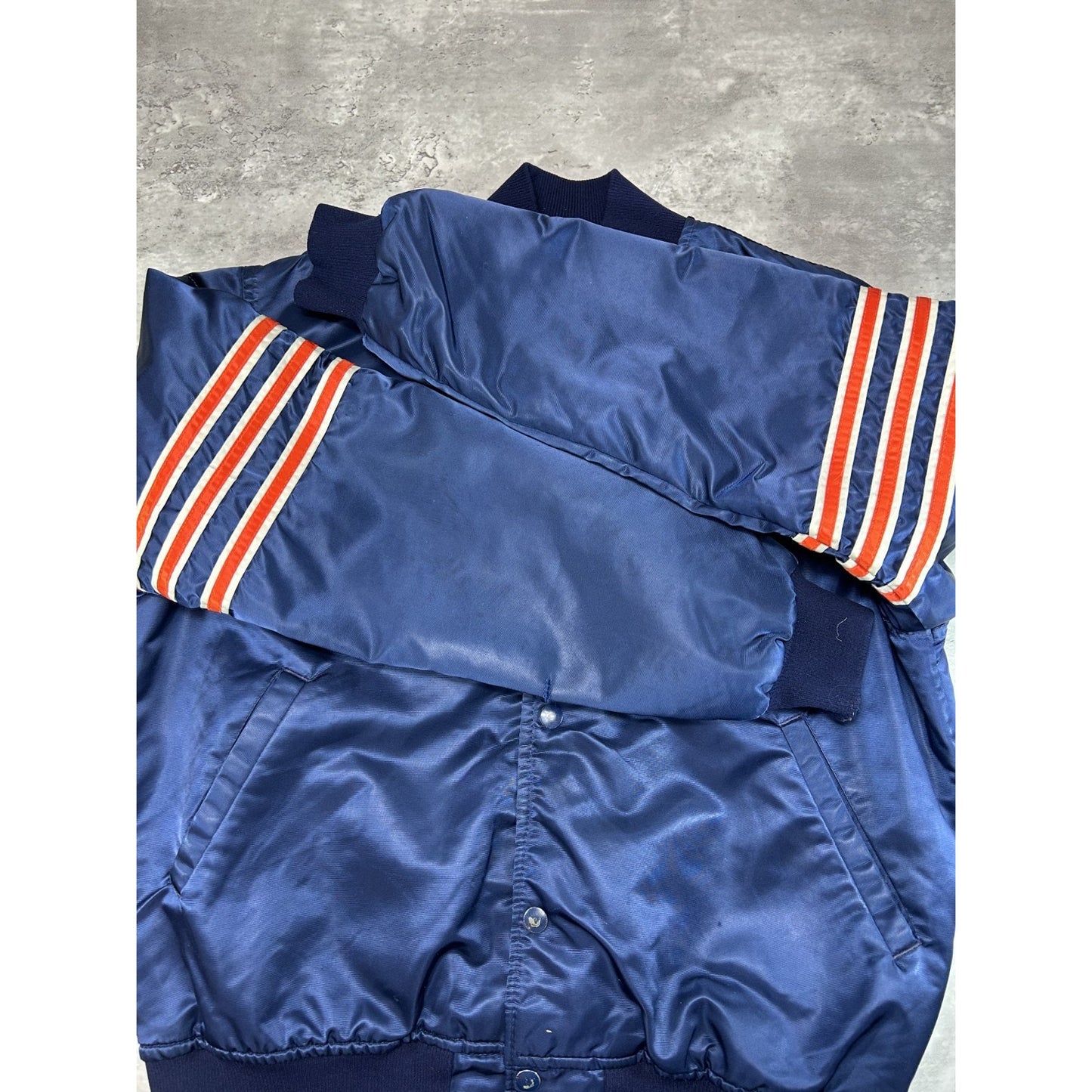 Vintage 80s Chicago Bears NFL Starter Satin Bomber Jacket Size Medium