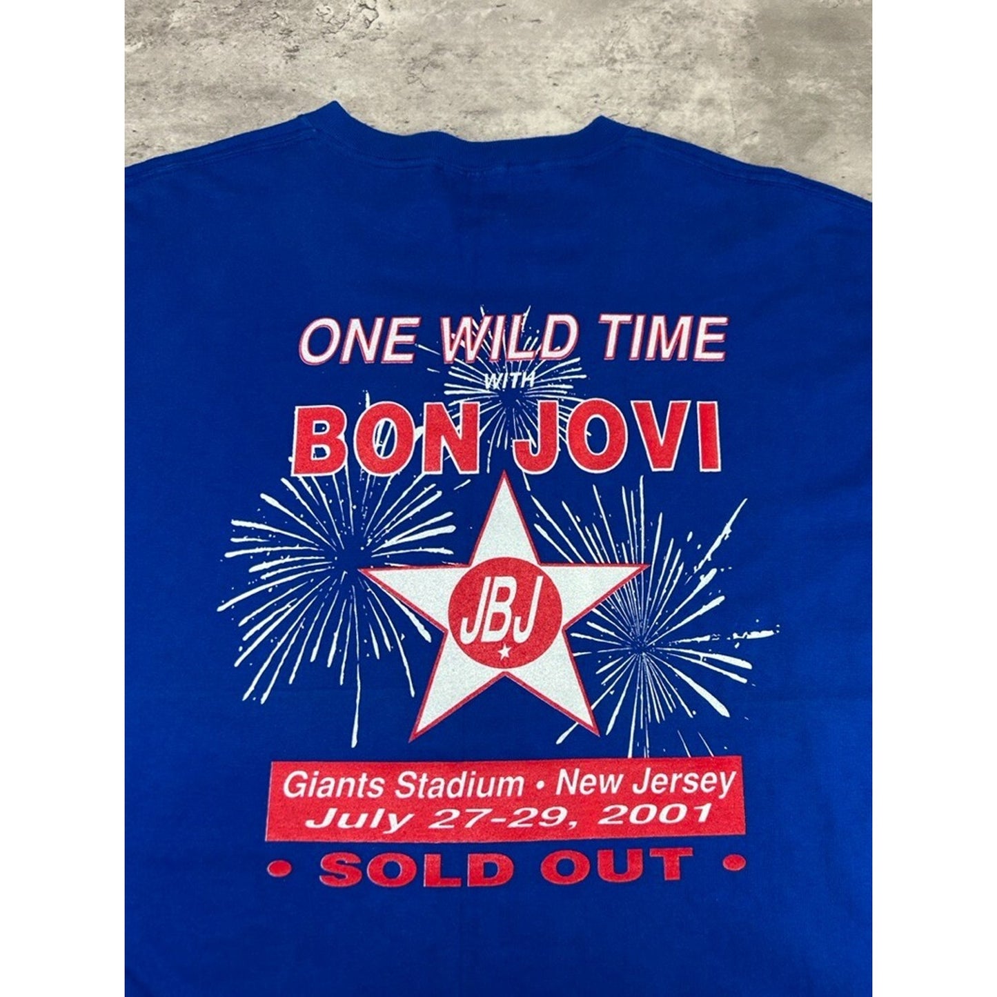 Vintage 2001 Bon Jovi One Wild Time Rock Music Concert T-Shirt Size XL Blue