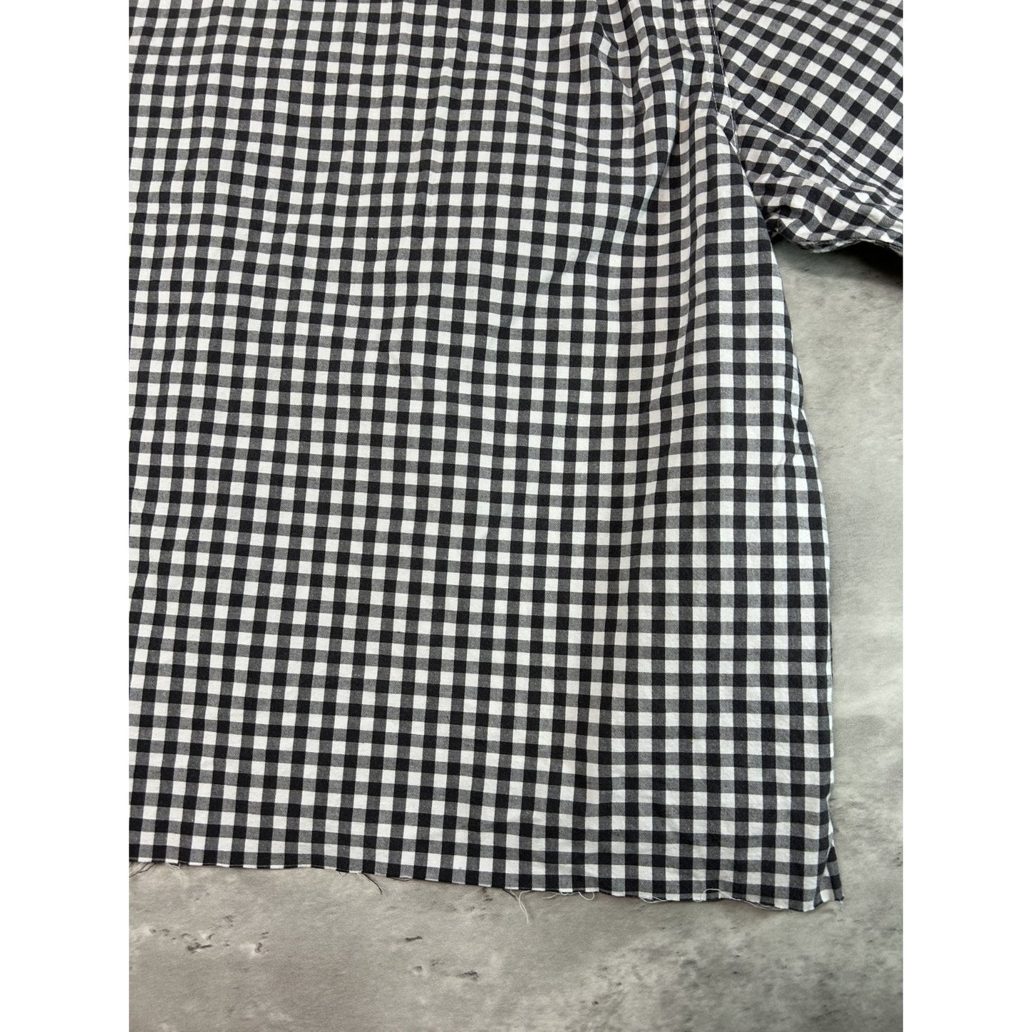 Vintage Chaps Denim Plaid Pearl Snap Short Sleeve Cropped Button Up Shirt Large