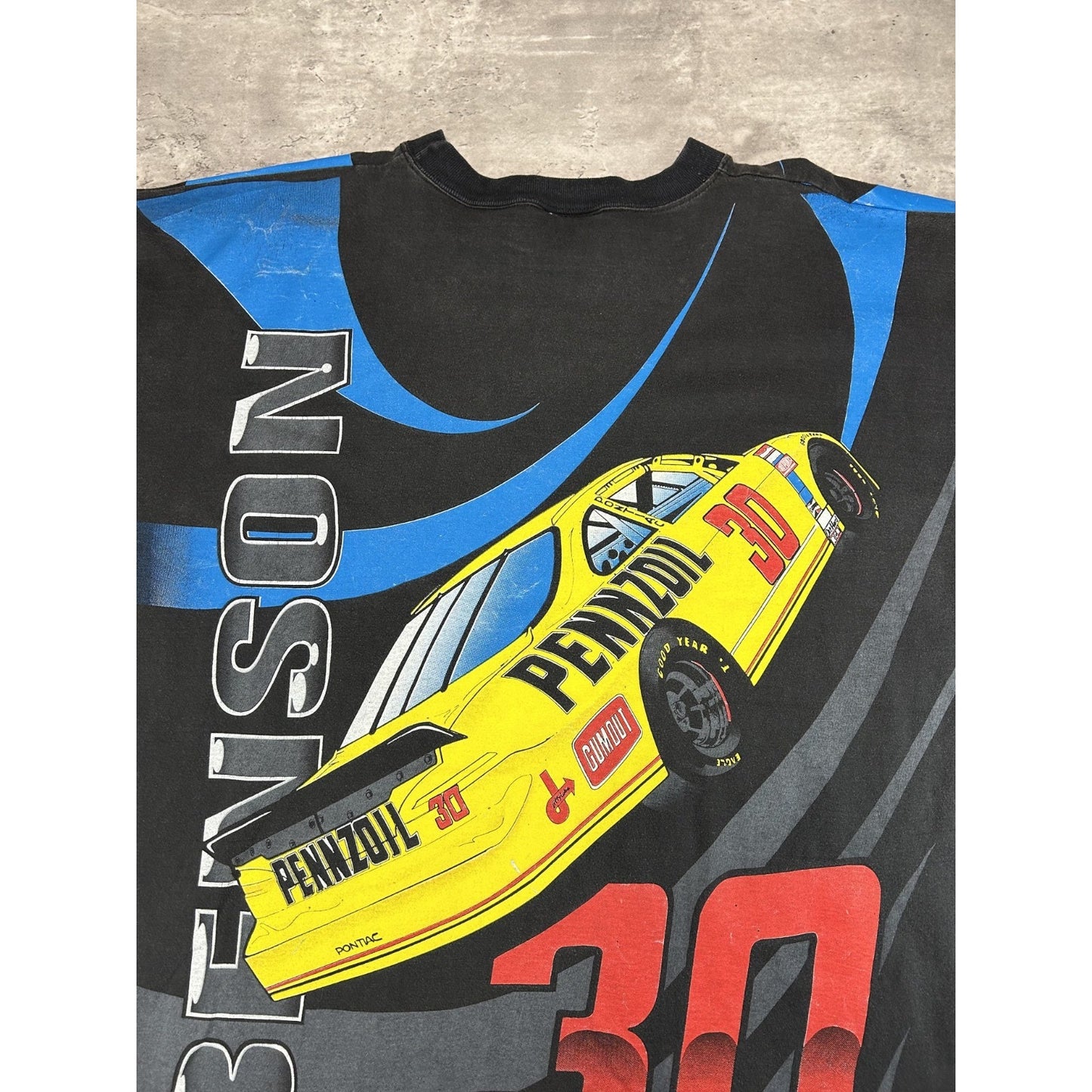 VTG 90s Johnny Benson #30 Pennzoil Racing Nascar All Over Print T-Shirt Size XL