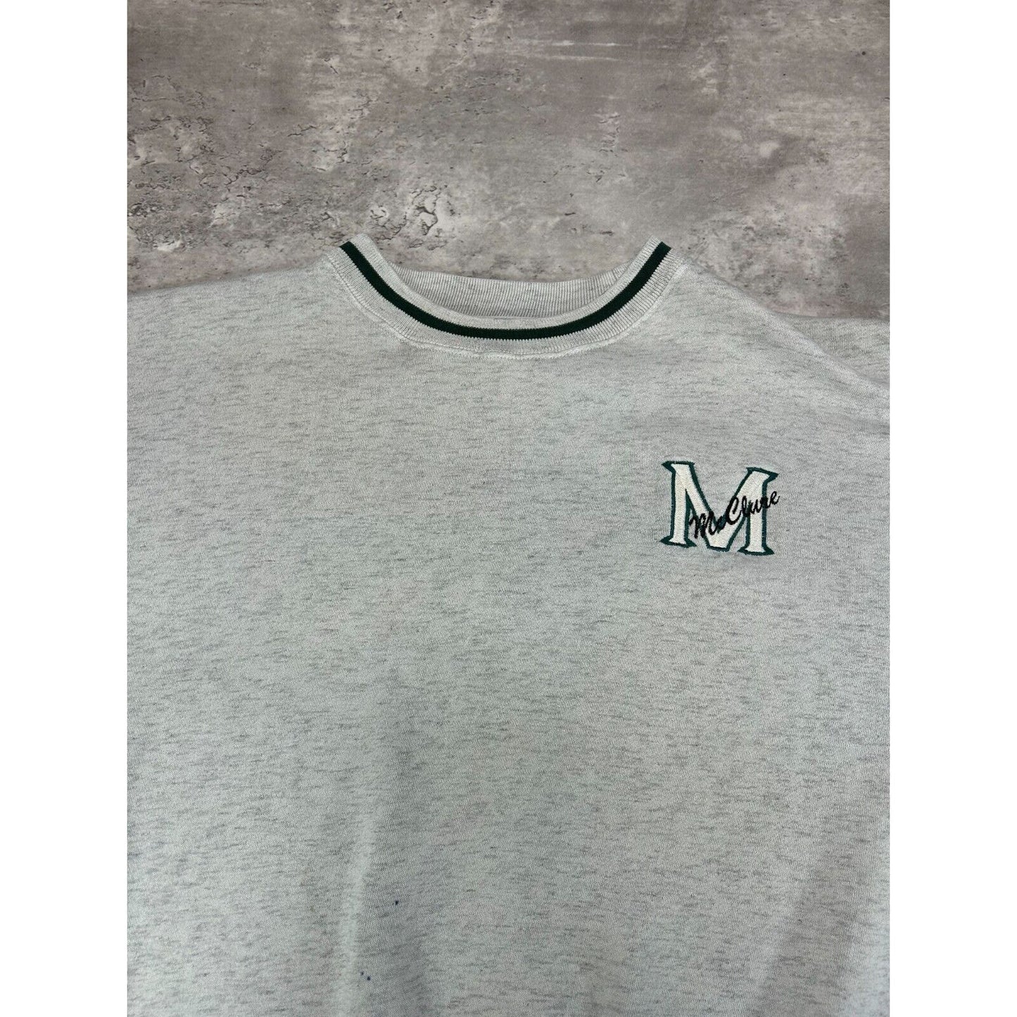 Vintage 90s McClure Embroidered Spell Out Panelled Sweatshirt Size XXL Gray