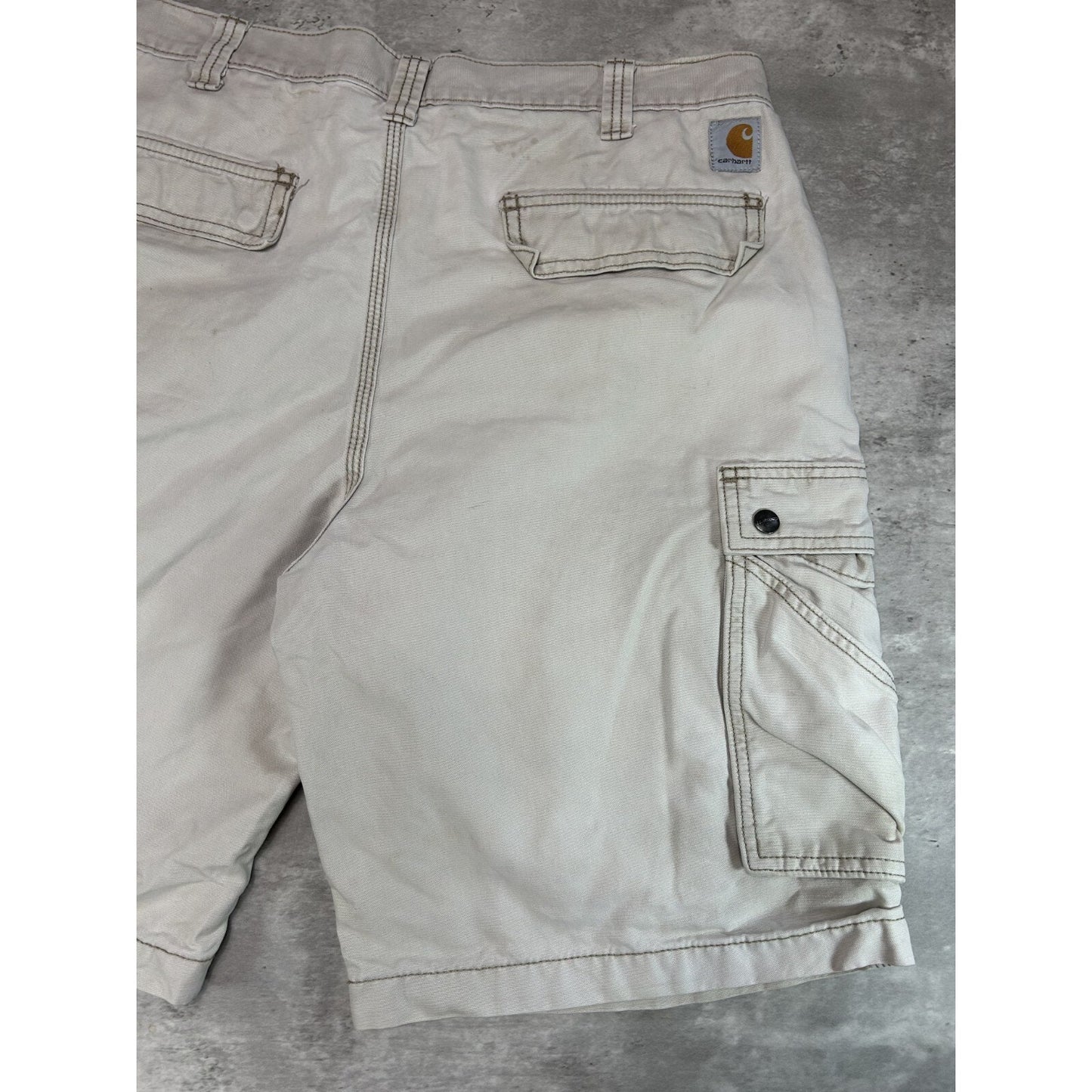 Carhartt Relaxed Fit Canvas Workwear Cargo Shorts Size 36 Beige