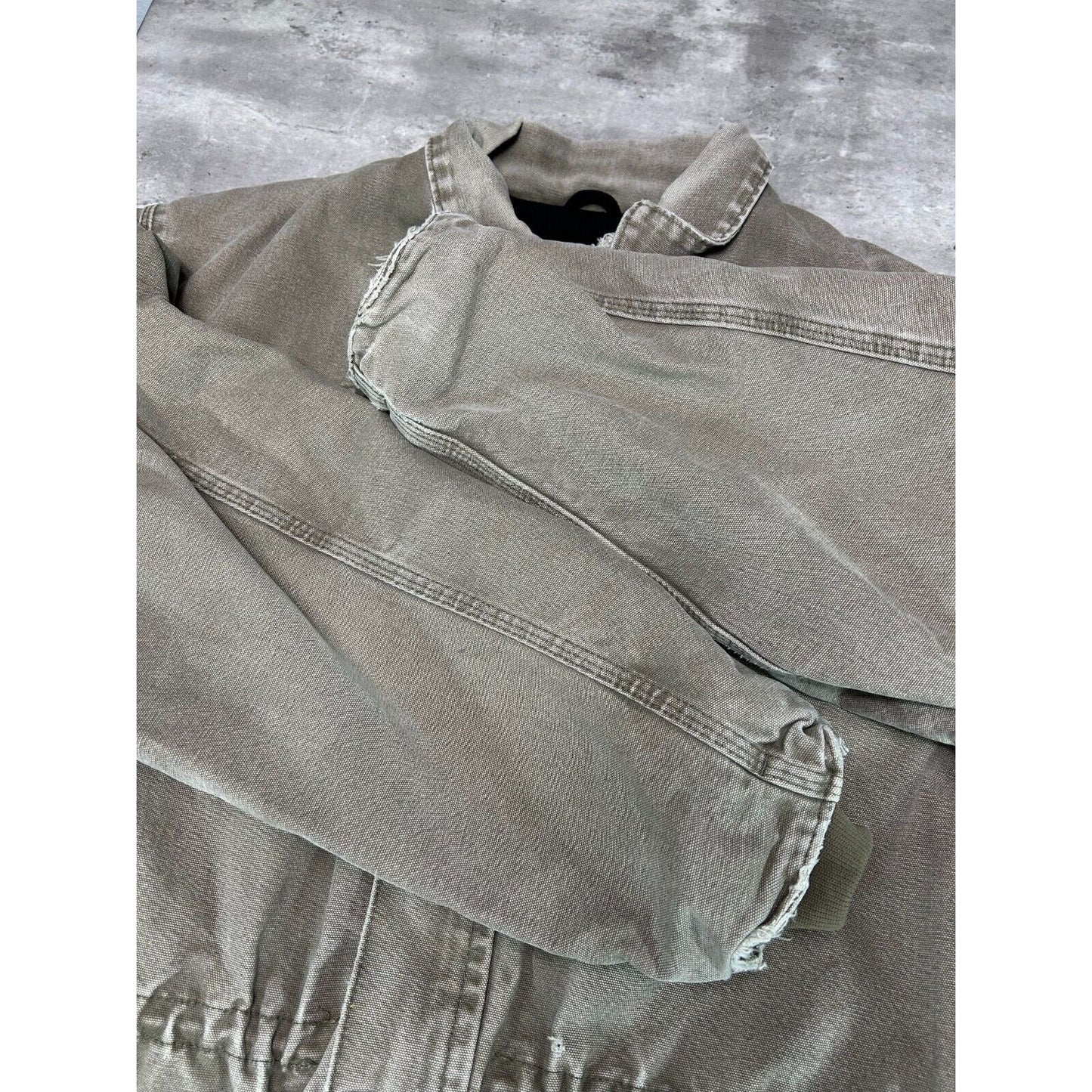 Vintage 90s Carhartt Quilted Lined Canvas Work Wear Farm Jacket Size XL Beige
