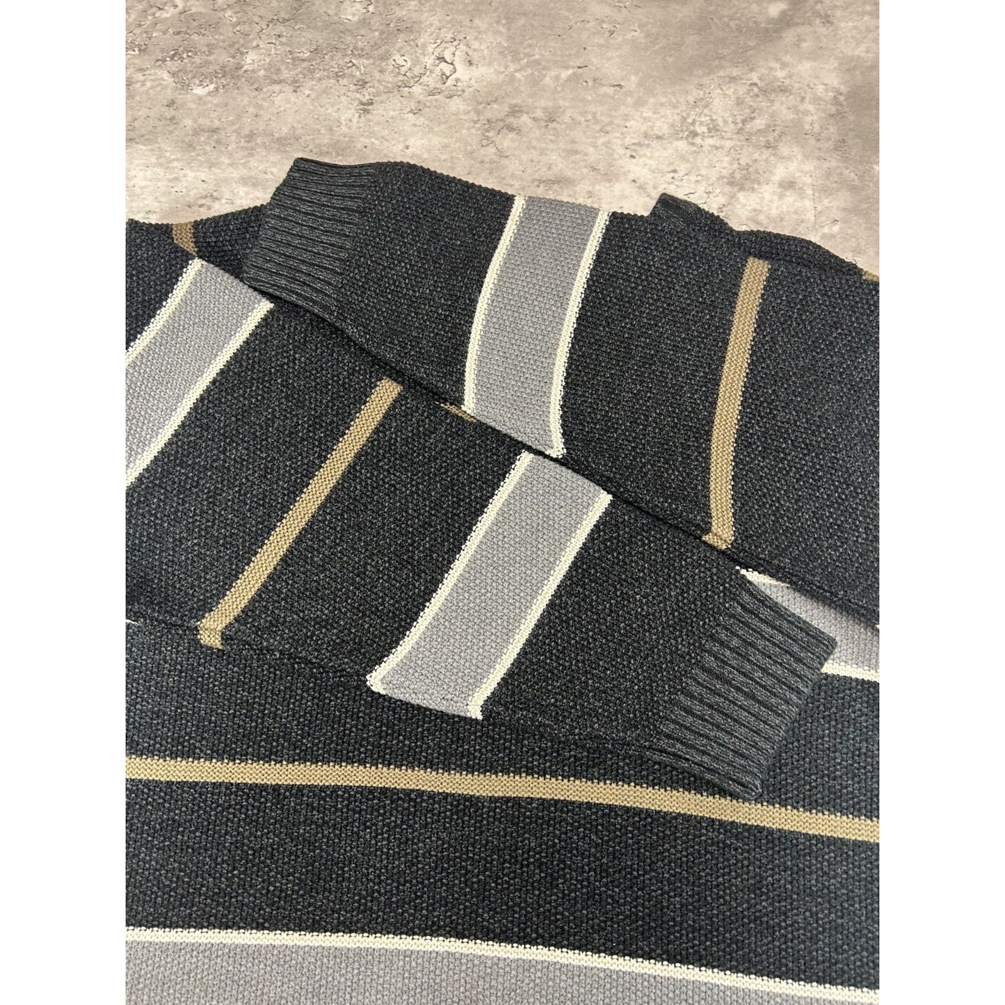 Vintage 90s Earth Tone Striped Pullover Knit Sweater Size Large