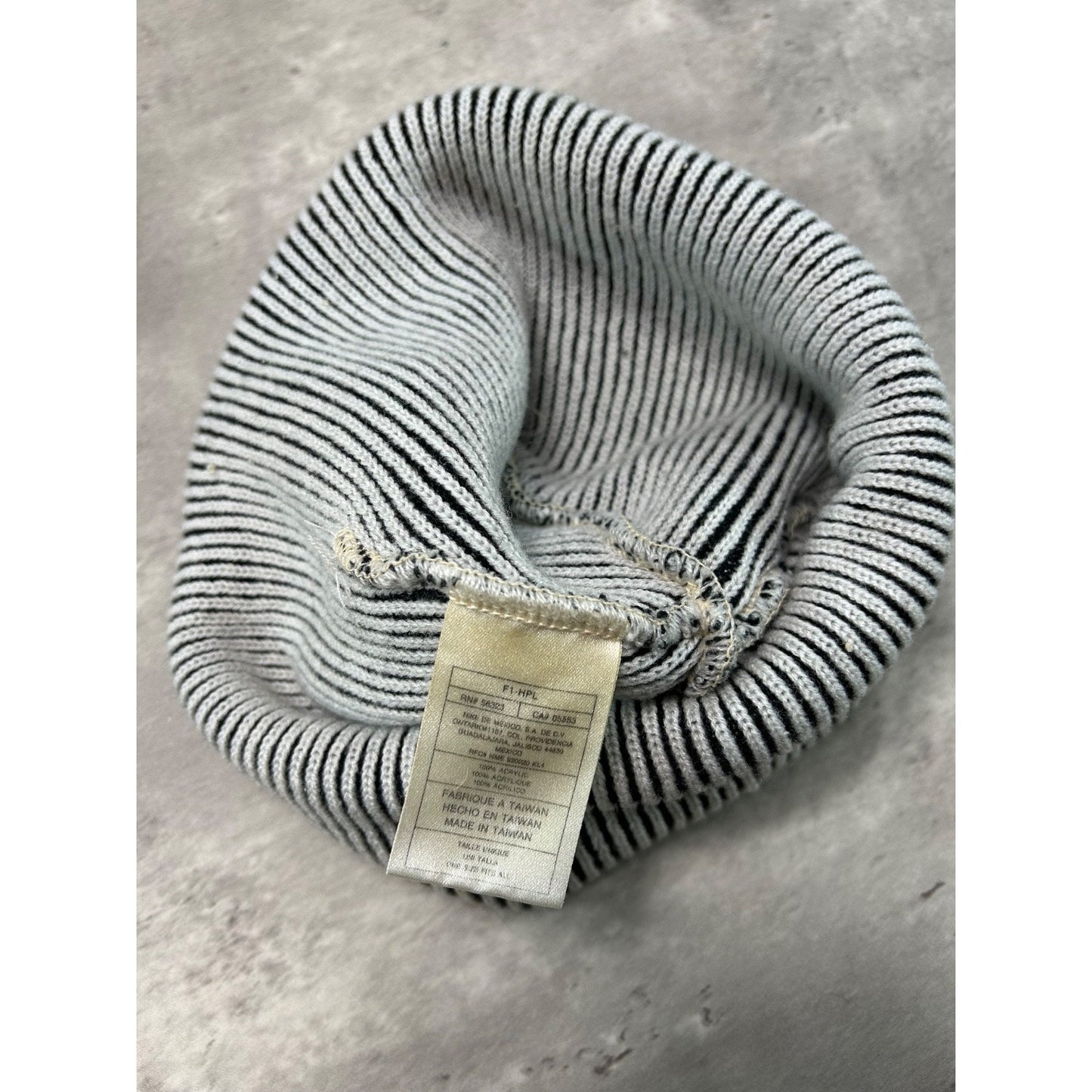 Vintage Nike Embroidered Swoosh Cable Knit Beanie Hat OSFA