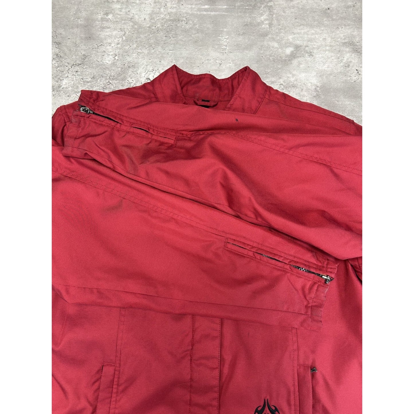 Vintage Y2K Harley Davidson Embroidered Eagle Nylon Jacket Size Medium Red