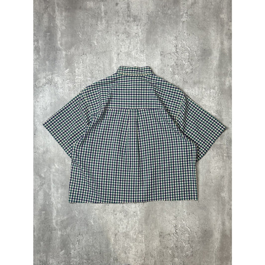 Vintage Chaps Ralph Lauren Plaid Reworked Cropped Button Up Shirt Size Medium