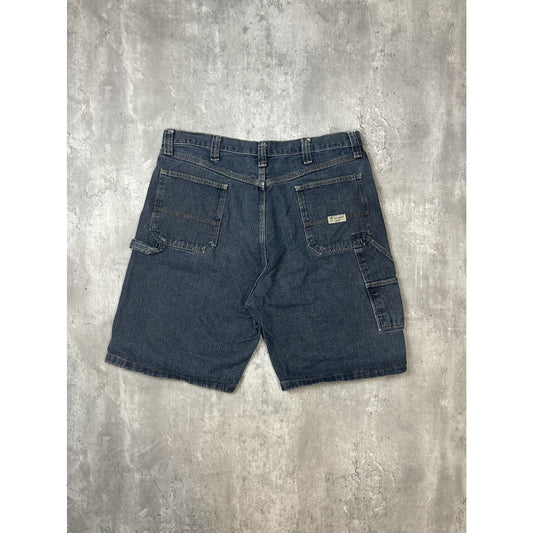 Vintage Wrangler Dark Wash Denim Workwear Carpenter Shorts Size 38