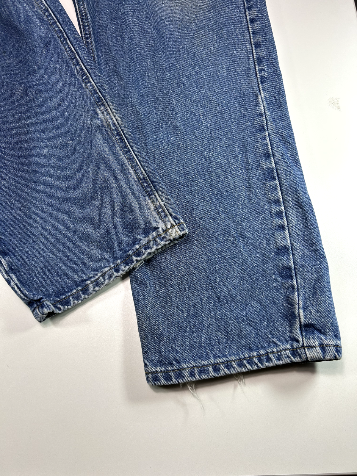 Vintage 90s Carhartt Medium Wash Denim Work Wear Pants Size 36W B17 DST