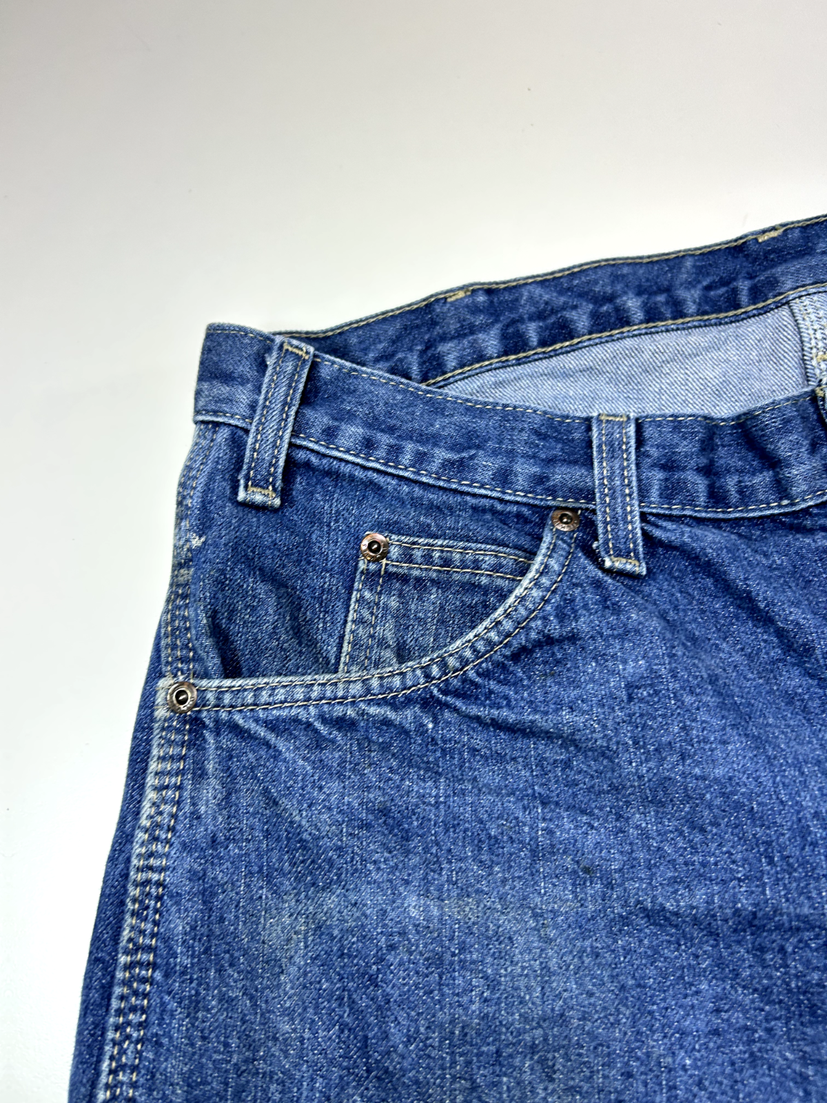 Vintage Dickies Dark Wash Denim Workwear Carpenters Pants Size 35