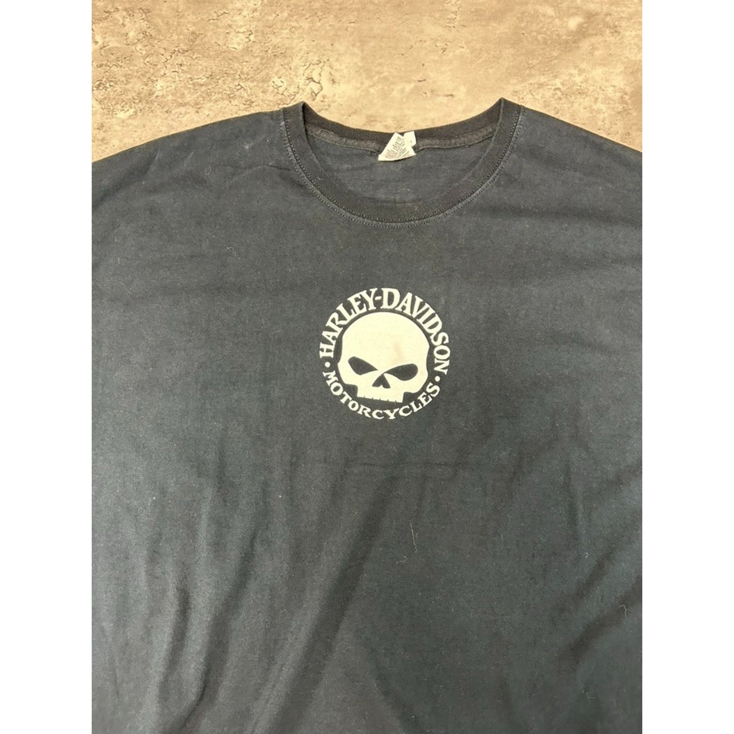 Vintage Harley Davidson American Flag skull Graphic T-Shirt Size 2XL Black
