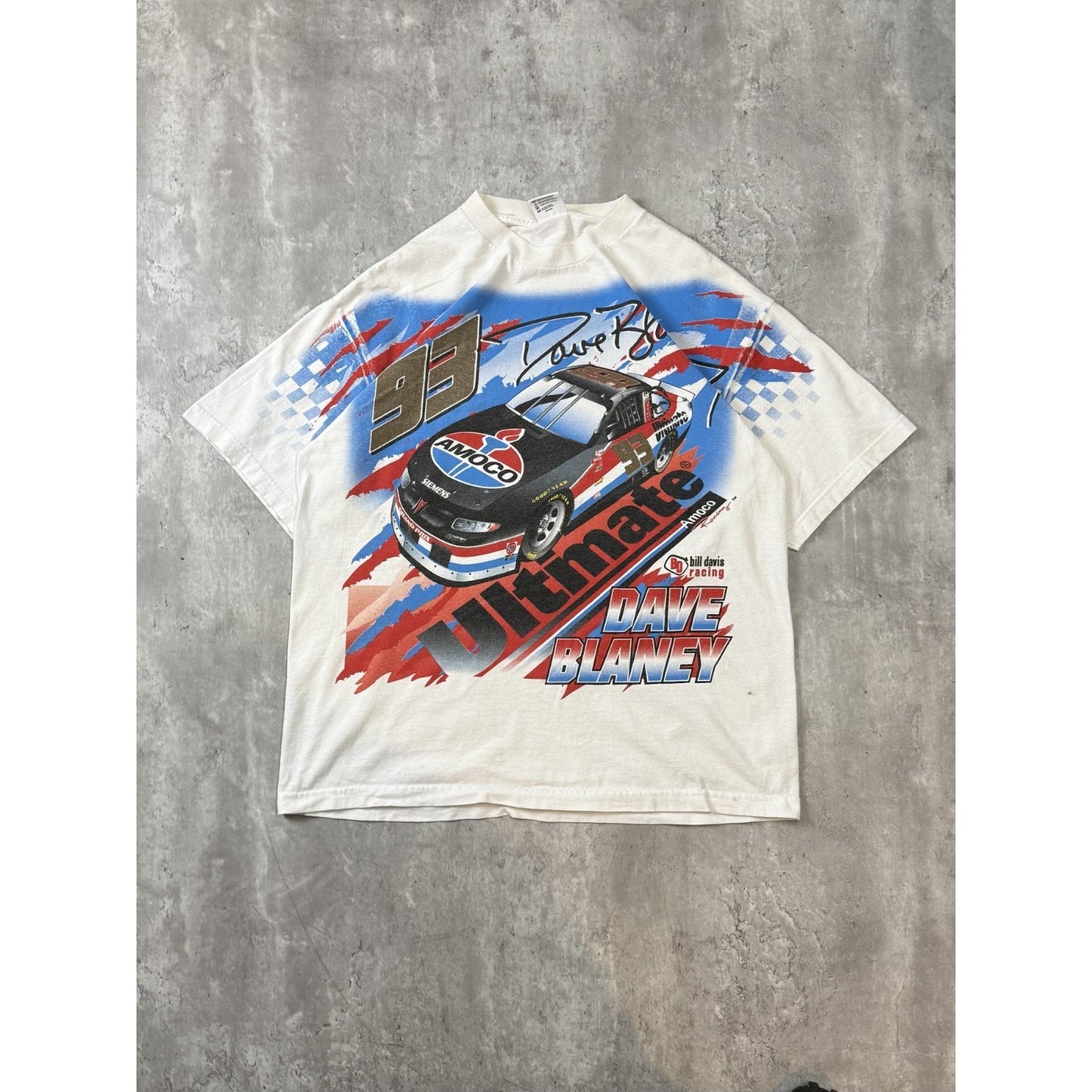 Vintage Dave Blaney #93 Amoco Racing Nascar All Over Print T-Shirt Size XL