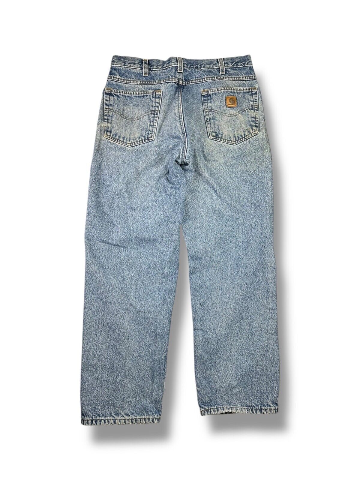 Vintage Carhartt Plaid Lined Medium Wash Denim Workwear Pants Size 33