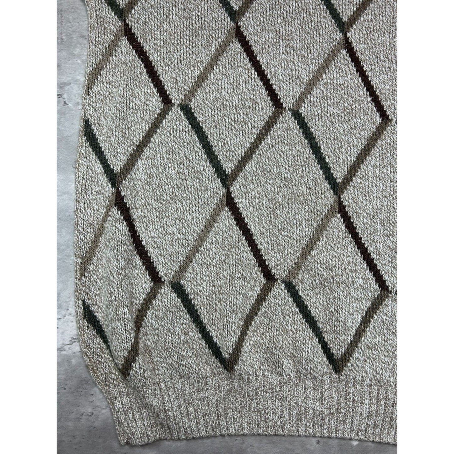 Croft And Barrow Diamond Print Earth Tones Pullover Ribbed Sweater Size Large