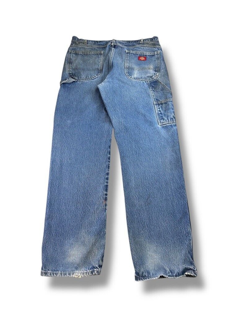 Vintage Dickies Medium Wash Denim Work Wear Carpenter Pants Size 38W Blue