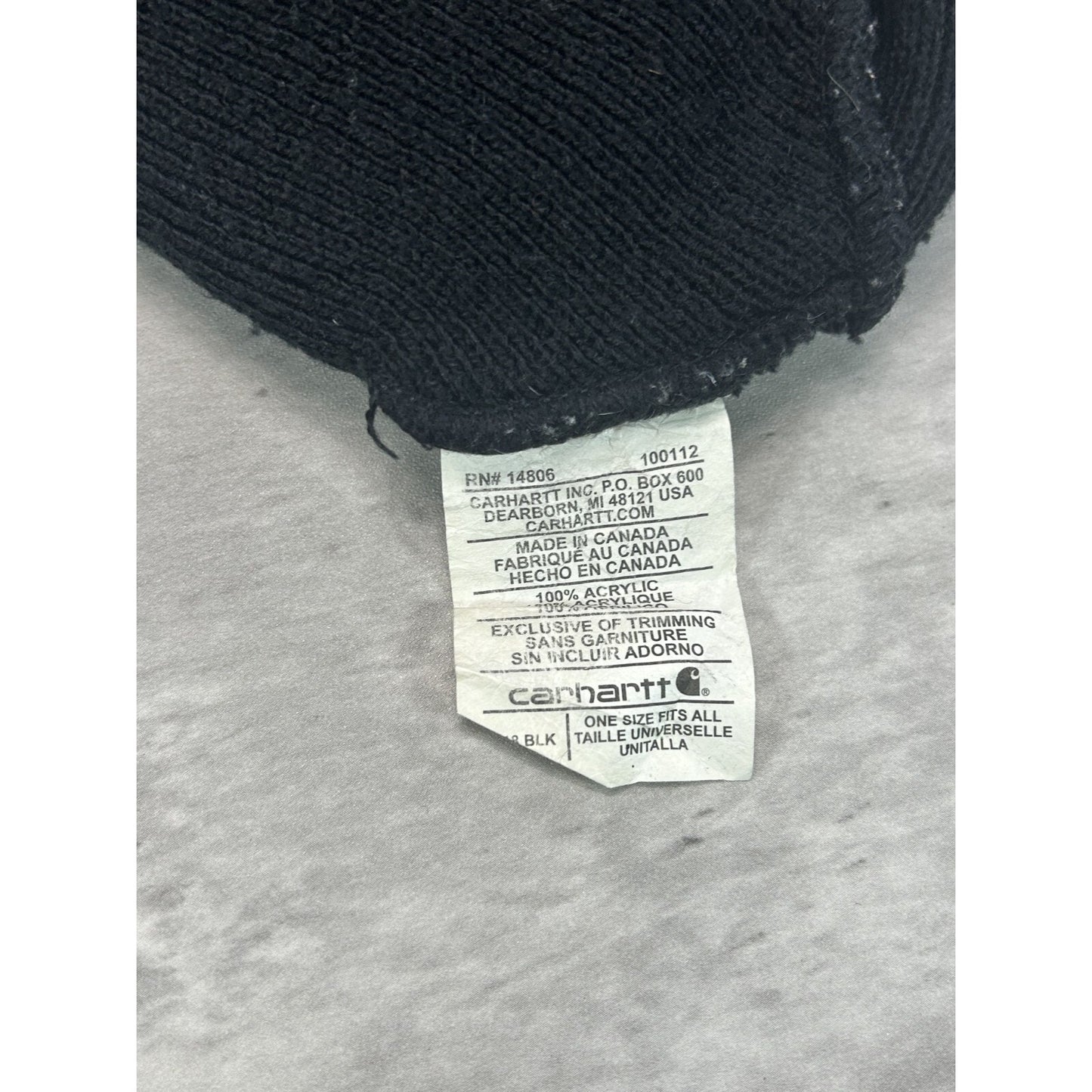 Vintage Carhartt Workwear Embroidered Patch Beanie Hat OSFA Black