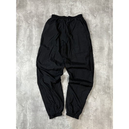 Vintage 90s Nike Tonal Embroidered Swoosh Nylon Track Pants Size Medium Black