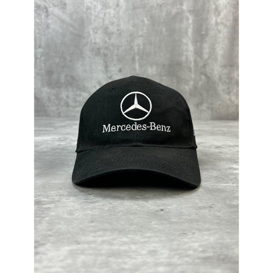 Vintage Mercedes Benz Embroidered Logo Car Strapback Hat OSFA Black